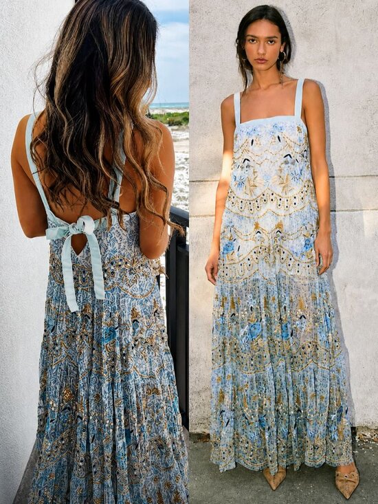 Free People Dresses & Skirts - Free People Goldie Dress Porcelain Embroidered Beaded Floral Maxi NWT Size S